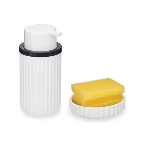 SET DISPENSADOR JABON KINVARA + ESTROPAJERO BLANCO